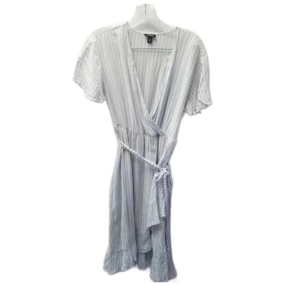 Torrid Blue & White Striped Challis Wrap Dress 00 - Picture 2 of 13